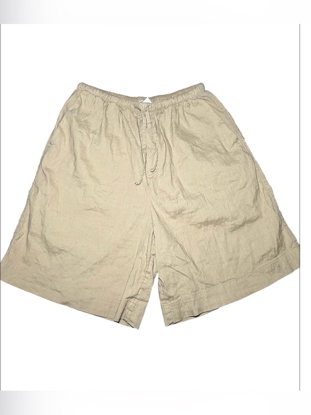 Athleta Men's Linen Blend Drawstring Shorts Tan XS Summer Beach Lake‎ Comfort